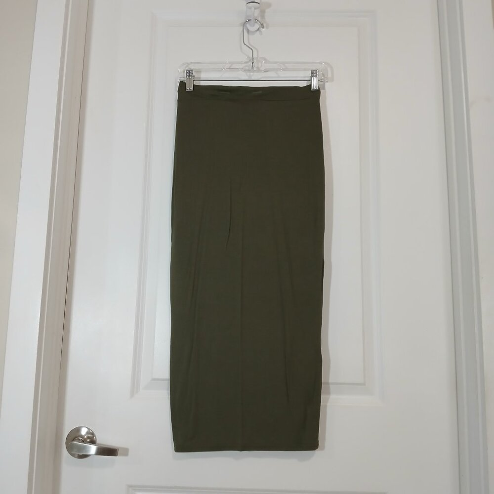 NWT Missguided Jersey Bodycon Midi Skirt Women's Size 10 Dark Green
